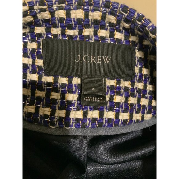 J. Crew Purple & White Tweed Jacket W/ Front Pockets, Size 8 - Picture 9 of 9
